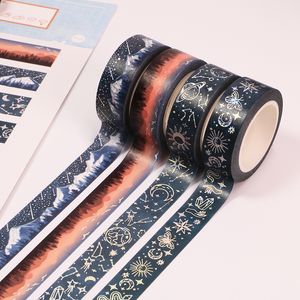 10m zonsondergang sterrenhemel decoratieve plakband zilveren folie masking washi tape diy scrapbooking sticker label japanse briefpapier