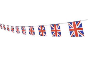 10 m Union Jack Bunting Banderas colgantes Bandera británica Bandera de tela Decoración para cumpleaños Fiesta de bodas Celebración del día nacional BFU4597021