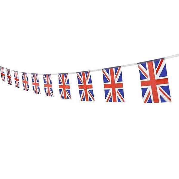 10 m Union Jack Bunting Pendentif Drapeaux Bannière Britannique Tissu Drapeau Décoration pour Anniversaire Fête De Mariage Fête Nationale Célébration BFU3210