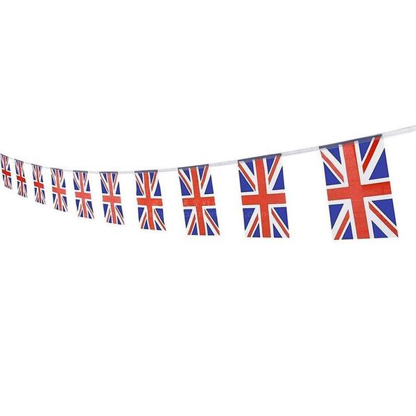 10 m Union Jack Bunting Pendentif Drapeaux Bannière Britannique Tissu Drapeau Décoration pour Anniversaire Fête De Mariage Fête Nationale Célébration BFU317h