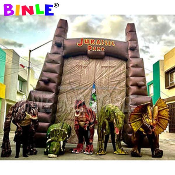 10 m de largeur (33 pieds) avec ventilateur Jurassic Park Dinosaur Parks Thème utilisé Dragon gonflable Entrance Arc Balon de ballon à ballonnet Toys Sport pour la publicité