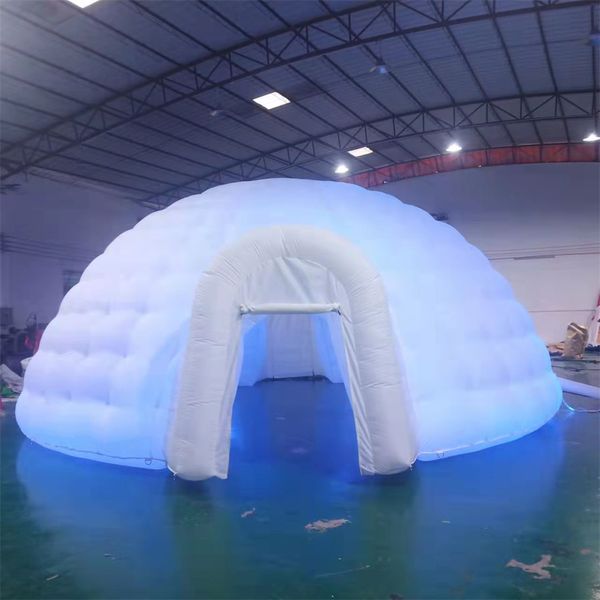 10mD (33 pies) Con soplador Refugio personalizado LED Inflable Igloo Dome Carpa para fiestas Bar Discoteca Marquesina 1 puerta Edificio Globo para exposición