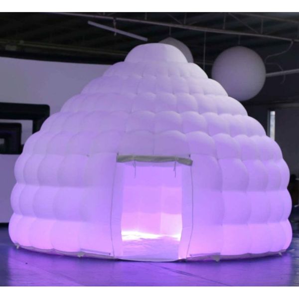 10md (33 pies) con ventana blanca inflable inflable domno Igloo Tent con LED Light Luxury Air House para publicidad de eventos justos