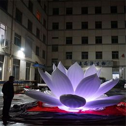 10 mD (33 pieds) avec ventilateur en gros fleur de lotus gonflable géante avec lumière LED pour 2024 décoration de scène de discothèque de concert gonflable en plein air