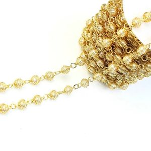 Chapelet plaqué or de 10 mètres/rouleau, chaîne de conception enveloppante de perles pour la fabrication de bijoux, bracelet/collier, accessoires 240202