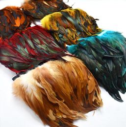 10Meterslots Natural Rooster Feathers Fringe Fringe pour artisanat Plumas 1318cm Black Feathers Ribbon Diy Couture de vêtements Decora6519279