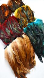 10 mètres/lots plumes de coq naturelles garniture frange pour artisanat Plumas 1318 cm ruban de plumes noires bricolage couture vêtements fête Decora5624617
