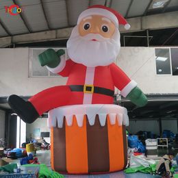 10 mH (33 pieds) avec ventilateur activités de jeux de plein air décoration de Noël Père Noël gonflable géant en plein air sur cheminée pour événements gonflables publicitaires dans la cour