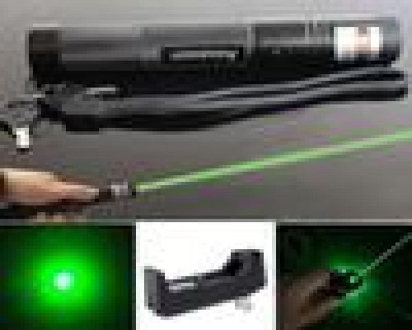 10 millas Military Green Laser Pointer Pen Astronomy 532Nm Potente Cat Toy Focus 18650 Batterycharger3010501