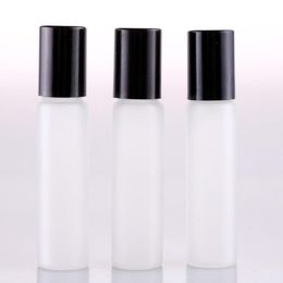 10 ml 1/3 OZ Elegant Frosted Glass Roll op Essential Oils Parfum Flessen Roestvrijstalen Roller Ball Aluminium Cap LX1158