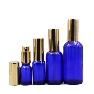 10 ml, 15 ml, 20 ml, 30 ml, 50 ml, 100 ml flacon pulvérisateur en verre vide, flacons de parfum bleus flacons cosmétiques atomiseur pulvérisateur or