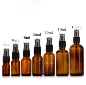 10 ml 15 ml 20 ml 30 ml 50 ml 100 ml Lege glazen spray flessen amber flessen met zwart wit fijne mist spuit voor parfum essentiële olie