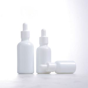 Flacon compte-gouttes en verre cosmétique vide en porcelaine blanche, flacon de sérum, 10ml, 15ml, 20ml, 30ml, 50ml, 100ml