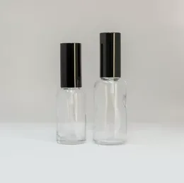 Flacons pulvérisateurs en verre transparent de 10 ml, 15 ml, 30 ml, 50 ml, 100 ml, avec pulvérisateur à brume fine noire, pour aromathérapie, huiles essentielles, brumisation de parfum, aromathérapie