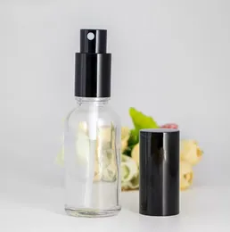 Bouteilles de pulvérisation en verre transparent de 10 ml 15 ml 30 ml 50 ml 100 ml avec pulvérisateur à brume fine noire huiles essentielles rechargeables brumisation de parfum aromathérapie