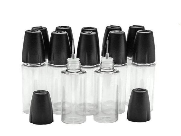 Bouteille à aiguille transparente en PET, avec compte-gouttes à pointe longue et fine, pour accessoires d'huile, E Liquid7360406, 10ML, 15ML