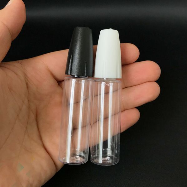 10ml 15ml Bouteille en plastique avec bouchon à aiguille Flacon compte-gouttes vide avec bouchon à l'épreuve des enfants Ecig Bouchons à aiguille Noir Blanc 2 couleurs DHL gratuit