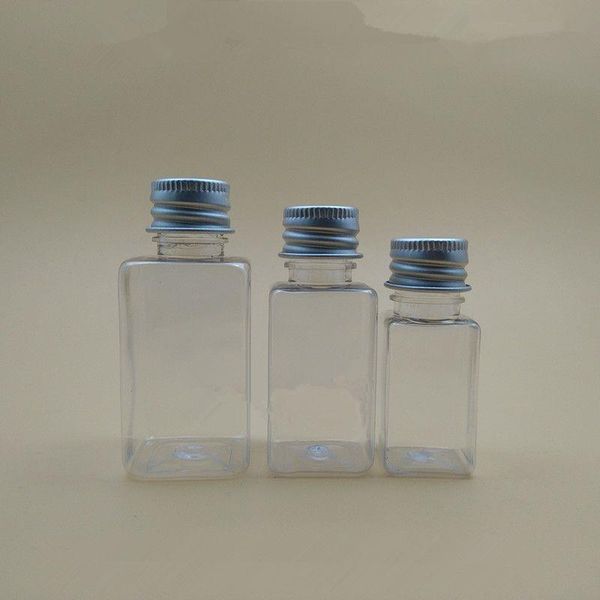 10ml 20ml 30ml tapa de aluminio Botella cuadrada, botellas de agua de flores, botellas recargables, botellas de plástico pequeñas F1253 Qklxc