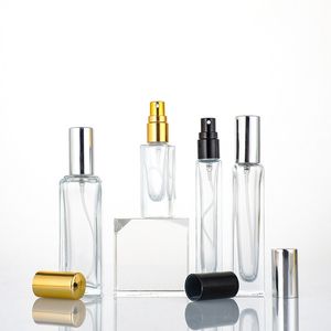 Veton de pulvérisation de parfum en verre transportable transportable 10 ml 20 ml Conteneurs cosmétiques vides avec des bouteilles de parfum de capuchon en argent en or atomiseur