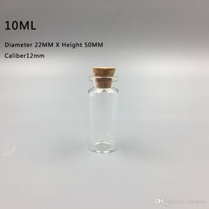 10 ml 22x50x12mm Kleine Mini Clear Glass Flessen Potten met Cork Stoppers / Bericht Bruiloften Wens Sieraden Party Gunsten