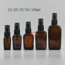 10ml/ 25ml/ 35ml/ 50ml/ 100ml botellas de spray antiniebla serie cónica, botella de vidrio de color marrón vacía de alta calidad buen paquete