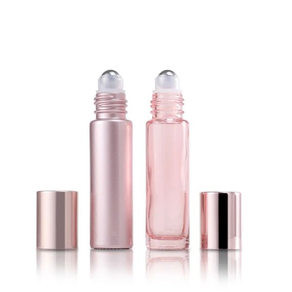 Bouteille d'huile essentielle en or Rose 10ML 5ML, rouleau en verre sur parfum, bouteilles à bille en cristal, conteneur