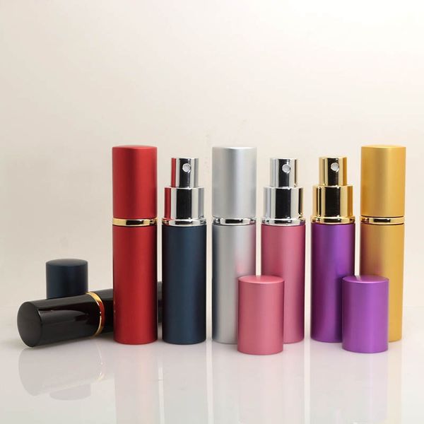 10 ml Botellas de perfume en aerosol de aluminio Vidrio portátil Aceite esencial Aroma Recargable Split Atomizador vacío Viaje Maquillaje cosmético de alto grado Empaquetado al por menor