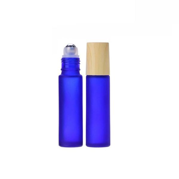 10ml ámbar azul transparente rollo de vidrio esmerilado en botella botella de Perfume de aceite esencial botella dispensadora de viaje bola de rodillo de acero envío rápido