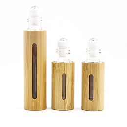 10 ML Bambou Rouleau Sur Bouteille Fenêtre Ouverte Creative Verre Bouteilles D'huile Essentielle Mini Cosmétique Vide Embouteillage dh8600