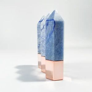 Natural azul aventurina energía masaje columna punto masaje palo cristal rosa cuarzo botella de perfume para masaje facial guasha herramienta de cuidado de la piel