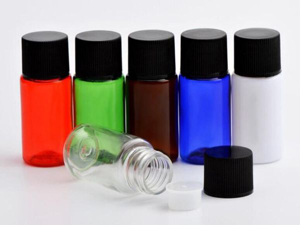 Botellas de 10 ml con tapón de rosca negro acanalado, Botellas de PET, Envase de PET de 10 cc, Envases de plástico