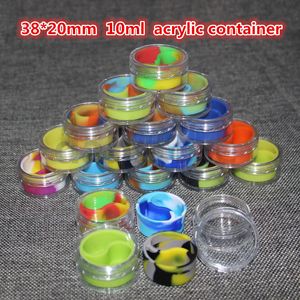 10 ml Clear Acrylic Wax Concentrate Containers, Non-Stick Silicone DAB BHO HASH Olie Droog Kruid Opslag Jars Gratis verzending