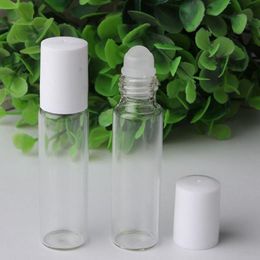 10ml Clear glass roll on bottle with Glass Ball White Lids Transparent roll-on bottle essential oil use cosmetic packing