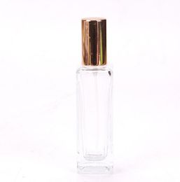Botellas de spray de perfume de vidrio portátiles transparentes de 10 ml Envases cosméticos vacíos con atomizador Gold Silver Cap Spray