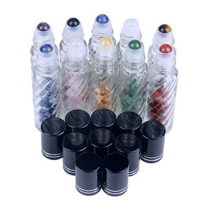 10 ml kristalsteen rollen glazen fles schroefdraad met etherische oliefles reis draagbare lege cosmetische flessen