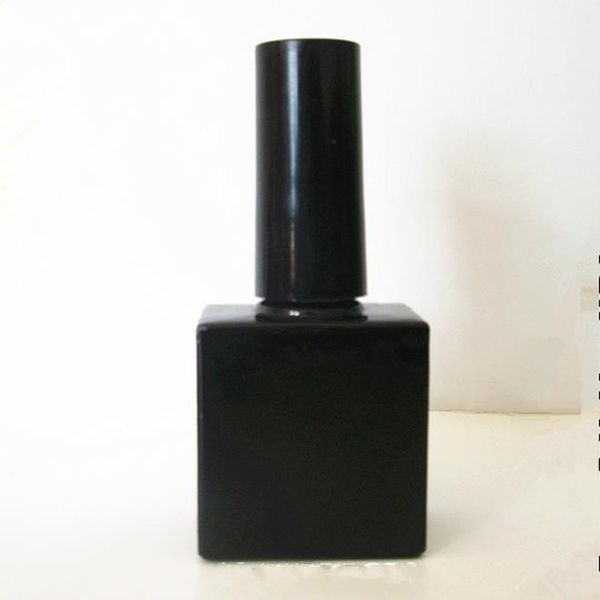 Bouteilles en verre de vernis à ongles noir vide de 10ml avec brosse Bouteille en verre carrée de 10cc pour vernis à ongles, bouteille en verre d'huile essentielle F293