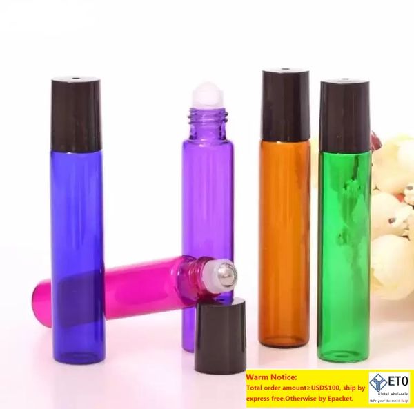 10 ml vide verre Roll On bouteille bleu rouge vert ambre clair conteneur à rouleaux pour huiles essentielles aromathérapie parfums et baumes à lèvres