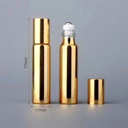 10 ml fles etherische olie UV-plating Roll-on-flessen Draagbare parfum-subflessen Cosmetica Roll-ons-flessen Gedrukt logo