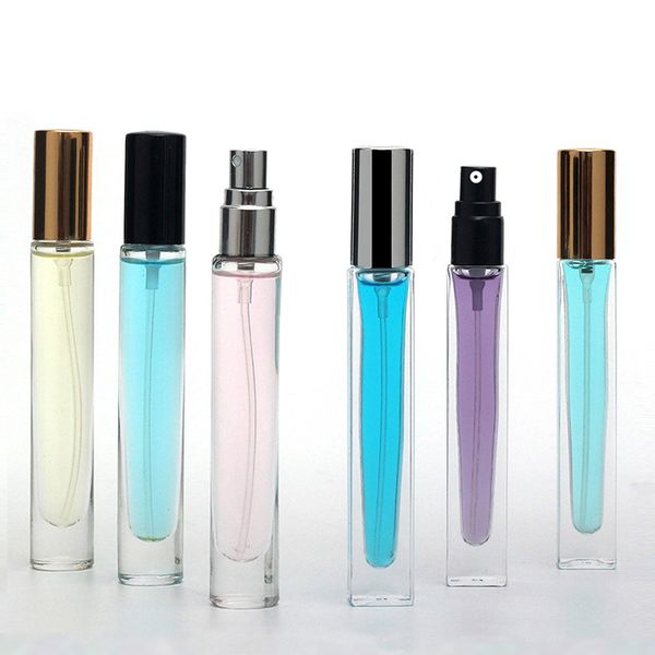 Botella de spray transparente de vidrio de 10 ml Mini botella de perfume cuadrada Botellas cosméticas vacías portátiles
