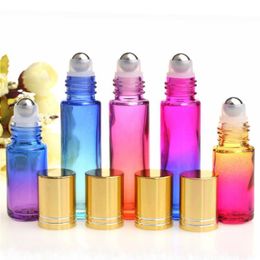 Bouteilles à rouleaux d'huile essentielle en verre de 10 ml Bouteilles de couleur dégradée avec billes en acier inoxydable Rouler sur la bouteille Parfait pour la perf d'huile essentielle Gshe