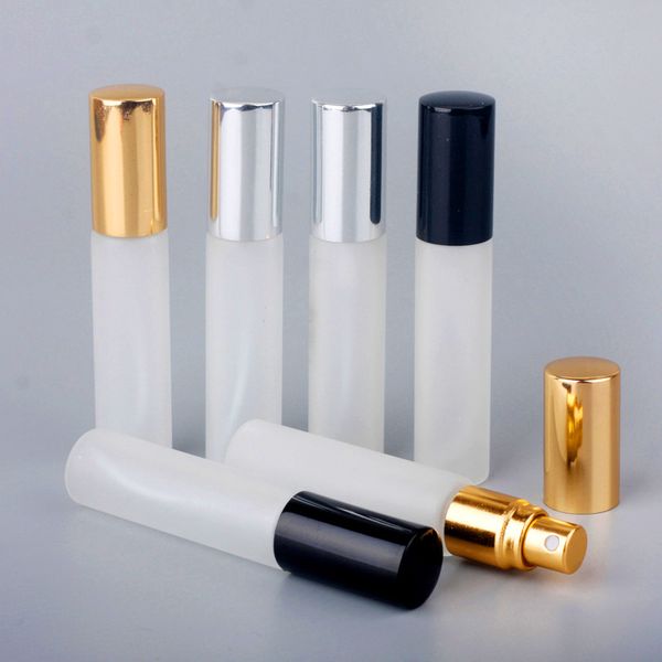 Bouteille de parfum en verre givré de 10 ml vide rechargeable bouteilles de pulvérisation à brume fine ronde petits parfums atomiseur flacons d'échantillon de parfum BH8031