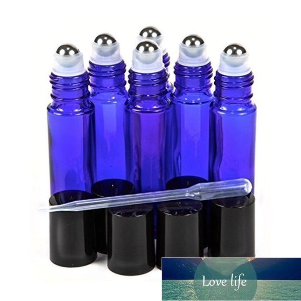 Bouteilles en verre rechargeables en rouleau de 10ml, avec bouchon brossé à bille en métal, 1 ensemble de rouleaux d'huile essentielle d'aromathérapie