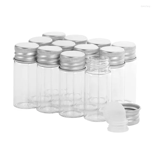 10 ml flacons d'échantillons en verre liquide clair petit avec bouchons à vis et bouchons en plastique étanche 12 pièces