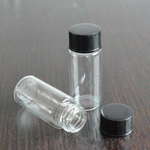 Flacons en verre de 10 ml avec bouchon à vis noir et blanc, mini flacon en verre tubulaire de 10 cc à usage liquide Flacon de réactif