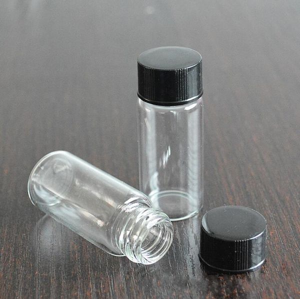 Flacons en verre de 10 ml avec bouchon à vis noir et blanc, mini flacon en verre tubulaire de 10 cc à usage liquide Flacon de réactif