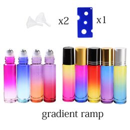 10 ml gradiënt kleur dikke glazen roll op essentiële olie lege parfume flessen roller bal reizen gebruik benodigdheden