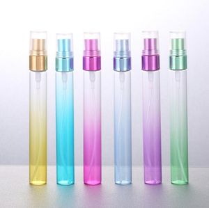 10 ml Colores degradados Botellas de spray recargables Mini atomizador de vidrio Botella de perfume vacía Contenedores de muestra LX1232