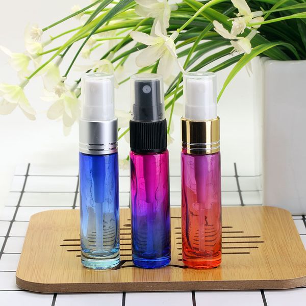 Bouteilles de pulvérisation rechargeables de couleurs dégradées de 10ml, Mini atomiseur en verre, bouteille de parfum vide, conteneurs d'échantillon F20172413