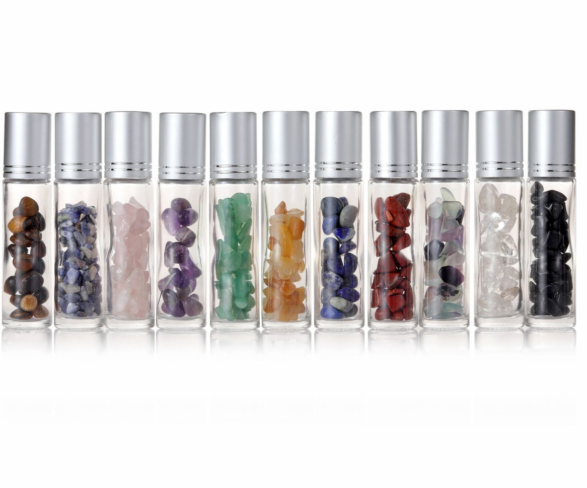 10 ml jade fles met opgerolde kralen gebroken stenen wandeling kralen fles natuurlijk kristal high-end cosmetica fles. Veel stijlen kiezen ervoor om aangepast LOGO te ondersteunen