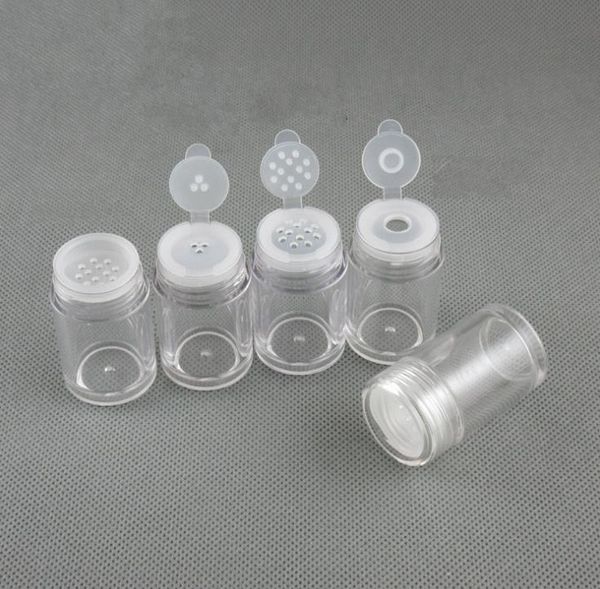 10 ml de poudre en vrac contenant pot bouteille en plastique transparent contenants de paillettes cosmétiques-poudre fard à paupières boîte bouteilles avec tamis et couvercles SN5963